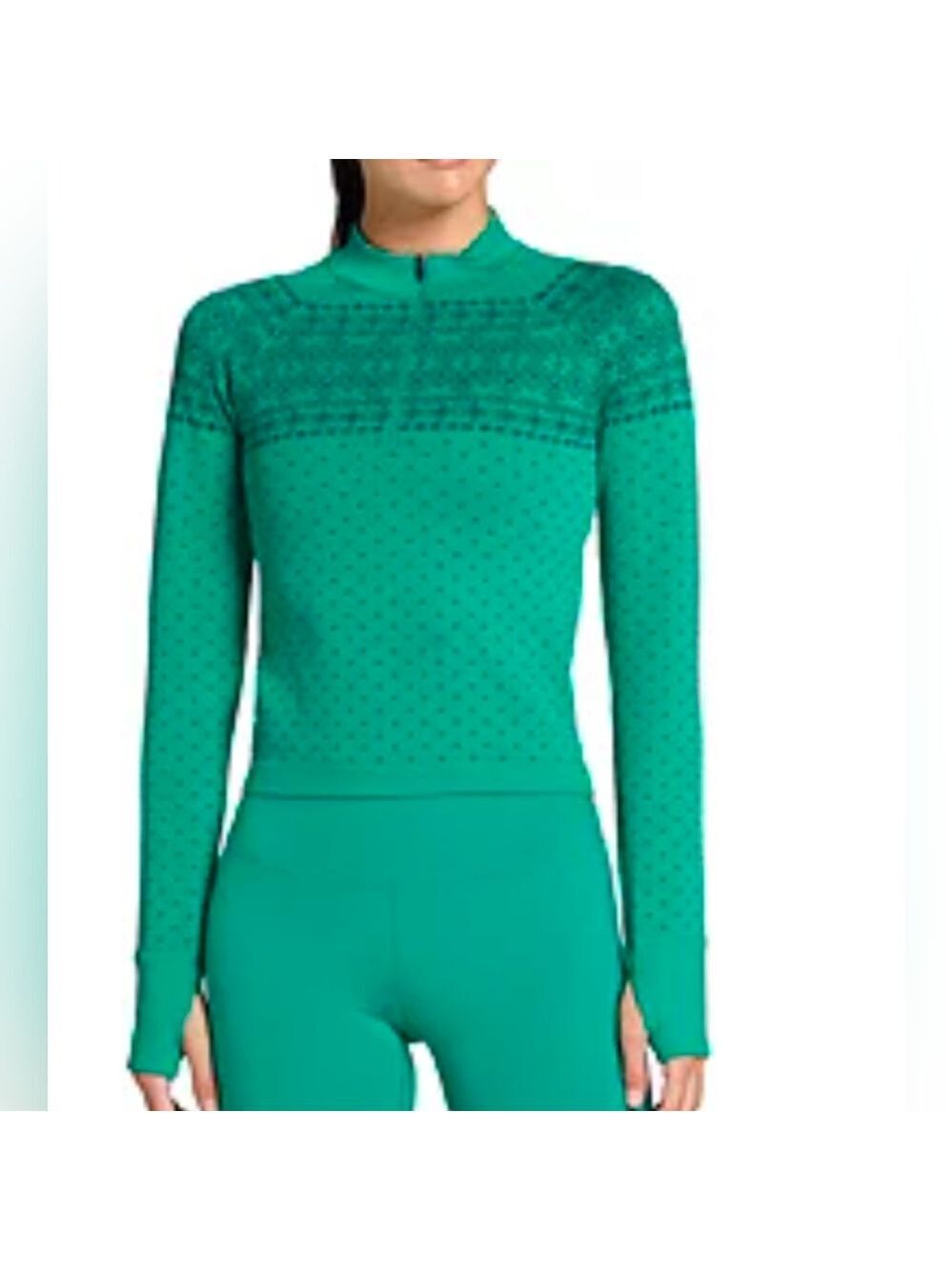 DSG Momentum Seamless 1/4 Zip Melted Emerald Fair Isle Arhletoc Top Size XL